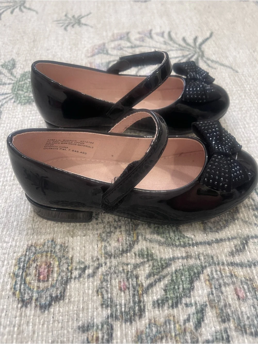 Kelly & Katie Black Patent Mary Jane Shoes with Bow Accent